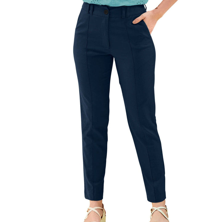 Odette Navy Blue Polyester Trouser for Women