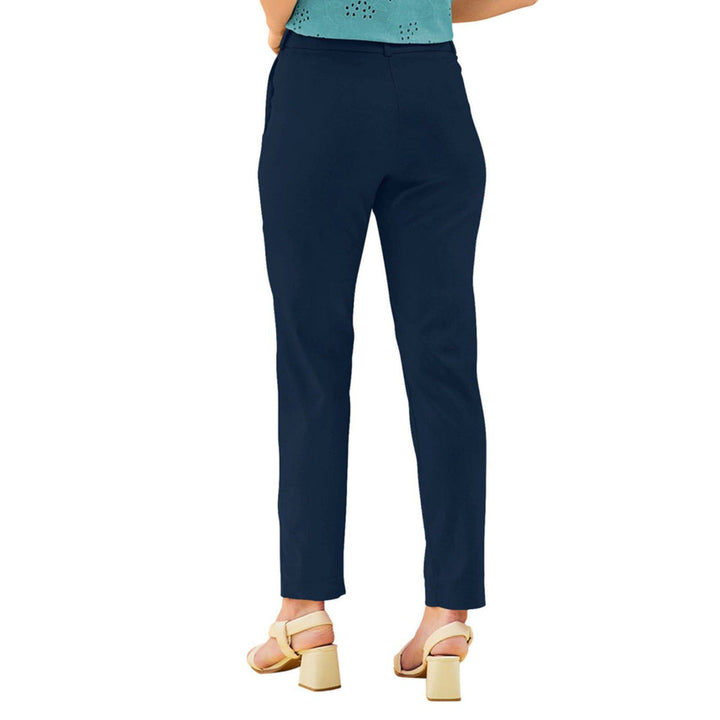 Odette Navy Blue Polyester Trouser for Women