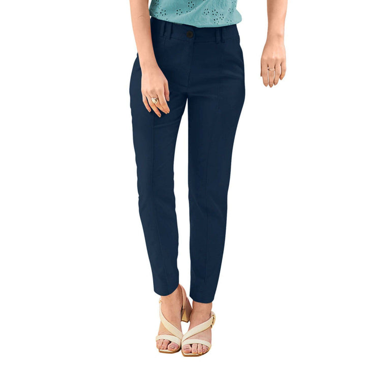 Odette Navy Blue Polyester Trouser for Women