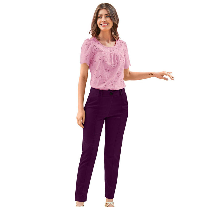 Odette Purple Polyester Trouser for Women