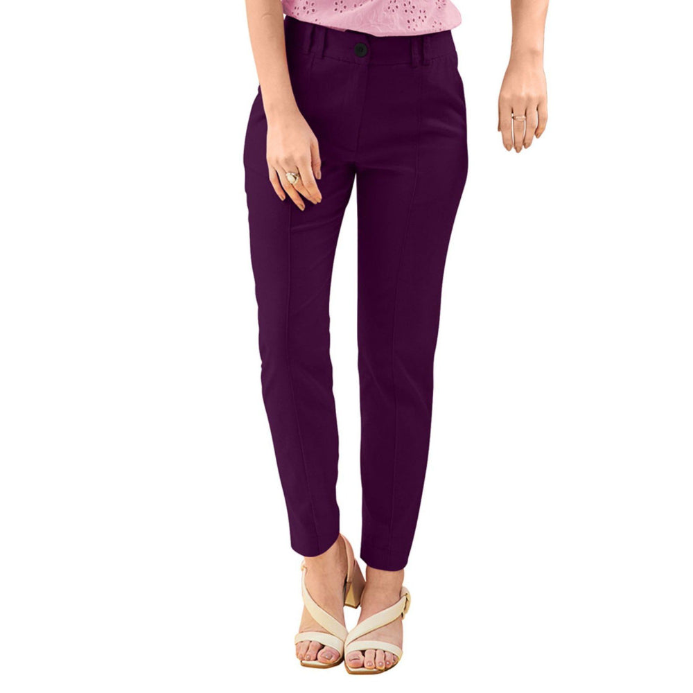 Odette Purple Polyester Trouser for Women