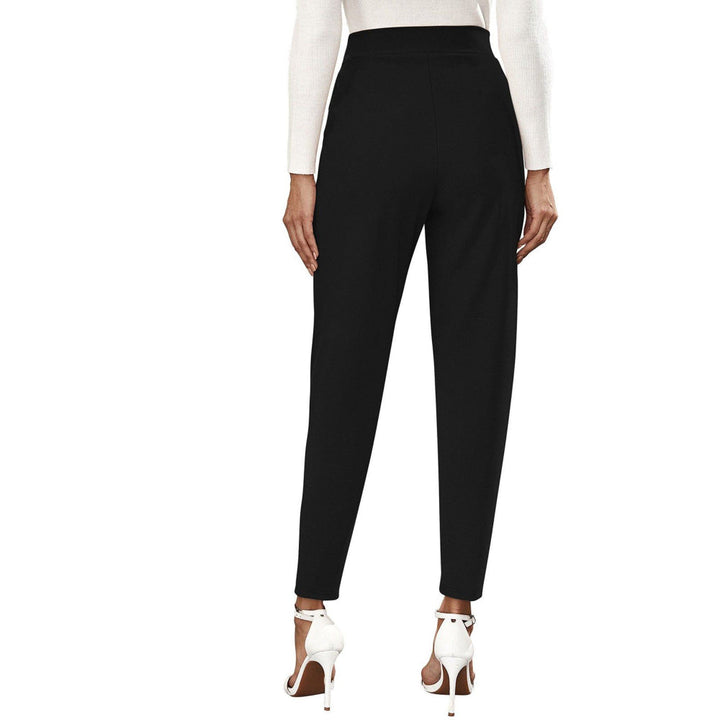 Odette Black Polyester Straight Leg Trouser for Women