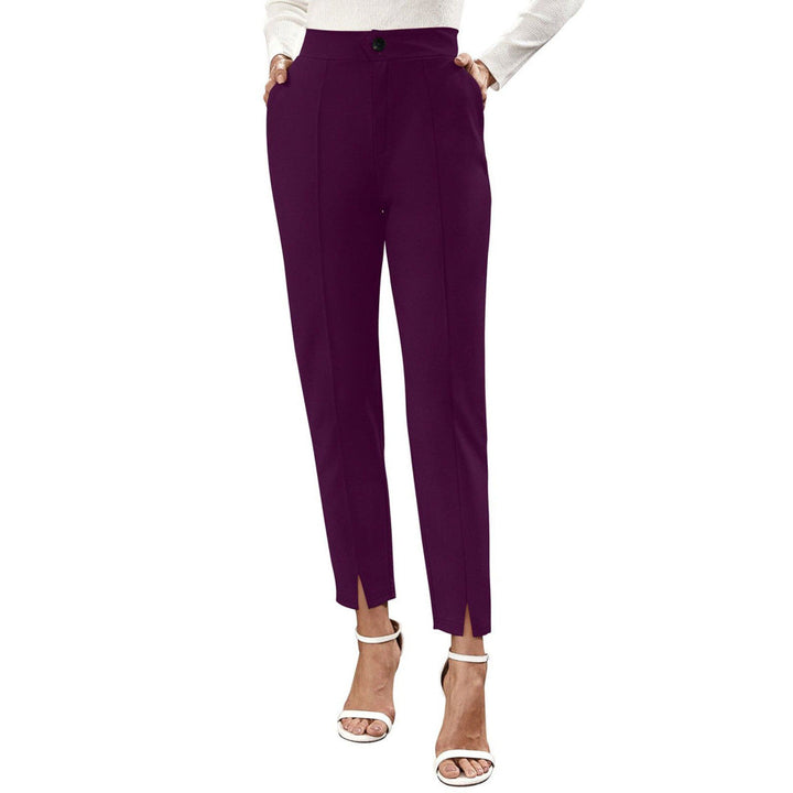 Odette Purple Polyester Straight Leg Trouser for Women