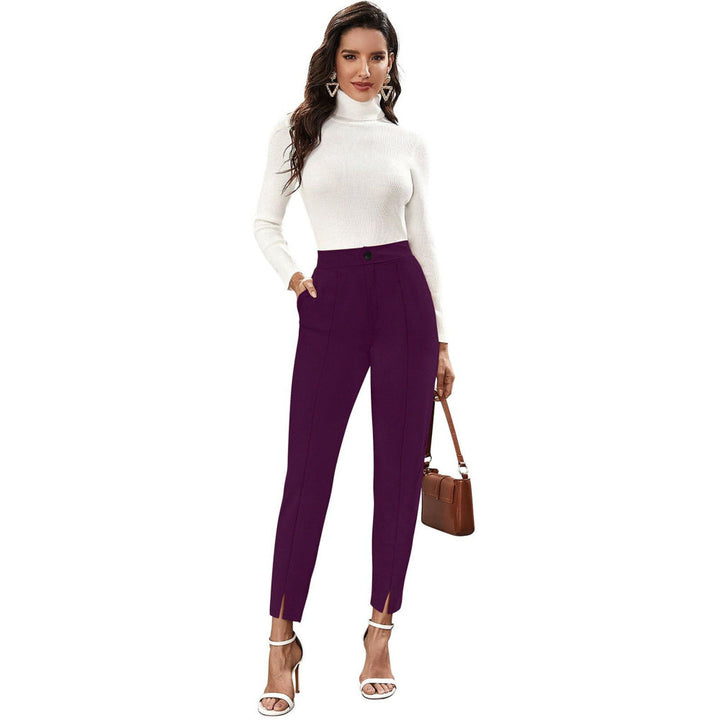 Odette Purple Polyester Straight Leg Trouser for Women