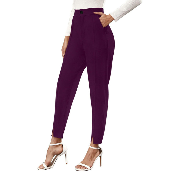 Odette Purple Polyester Straight Leg Trouser for Women