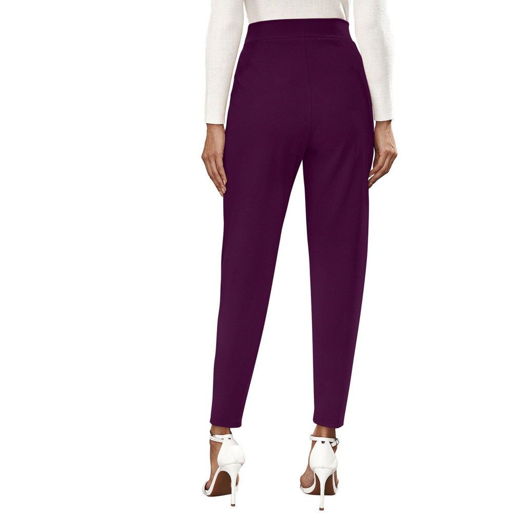 Odette Purple Polyester Straight Leg Trouser for Women