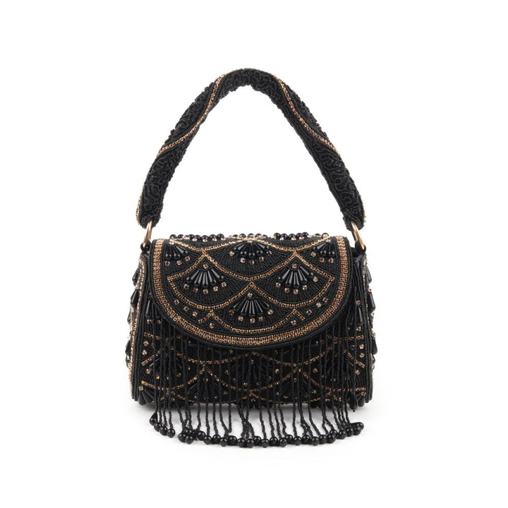 Odette Black and Gold Beads Embroidered Clutch for Women