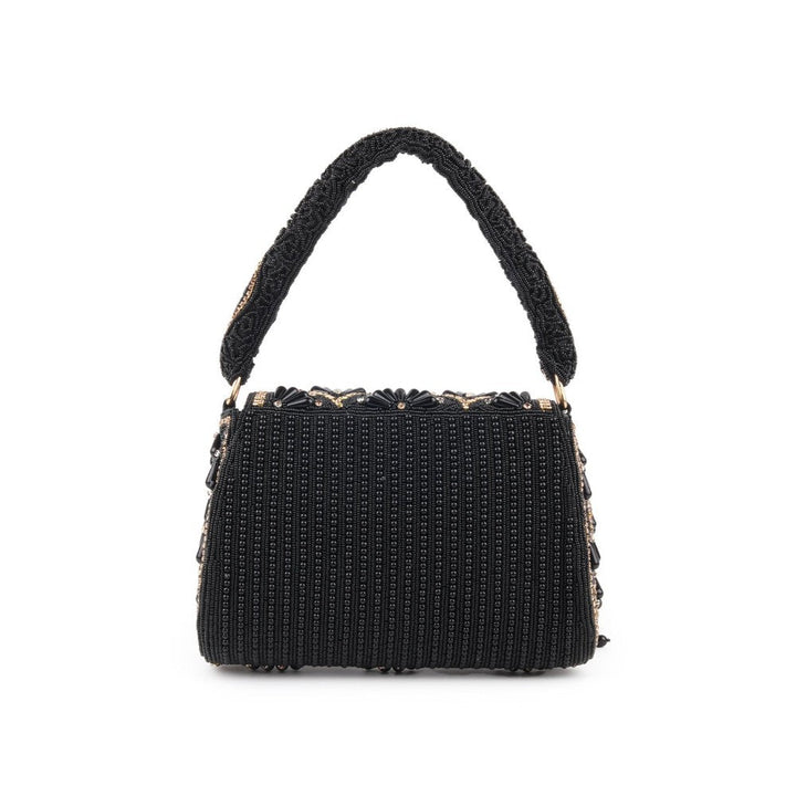 Odette Black and Gold Beads Embroidered Clutch for Women