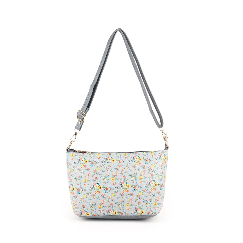 Odette Light Blue Micro Floral Printed Sling Bag for Women