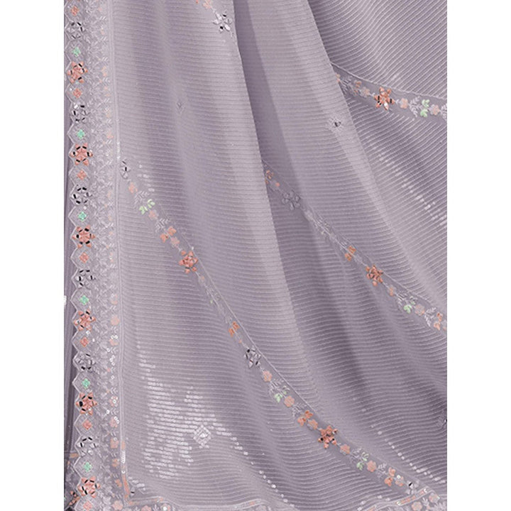 Odette Lavender Embellished Georgette Saree with Unstitched Blouse