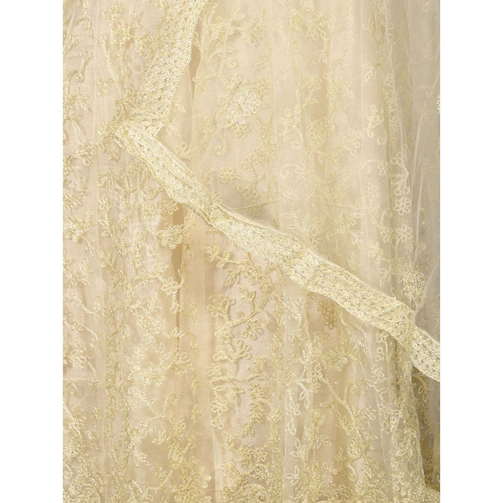 Odette Off White Embroidered Semi-Stitched Lehenga with Unstitched Blouse and Dupatta (Set of 3)