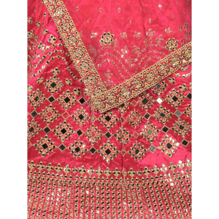 Odette Fuchsia Pink Embroidered Semi-Stitched Lehenga with Unstitched Blouse and Dupatta (Set of 3)