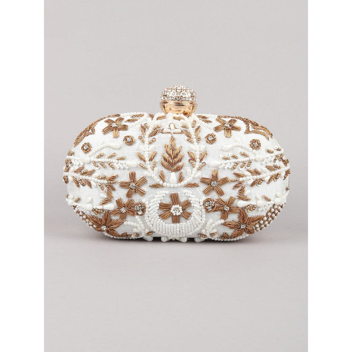 Odette White Embellished Clutch Bag For Women