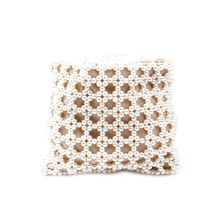 Odette Women White Pearl Embellished Clutch Bag