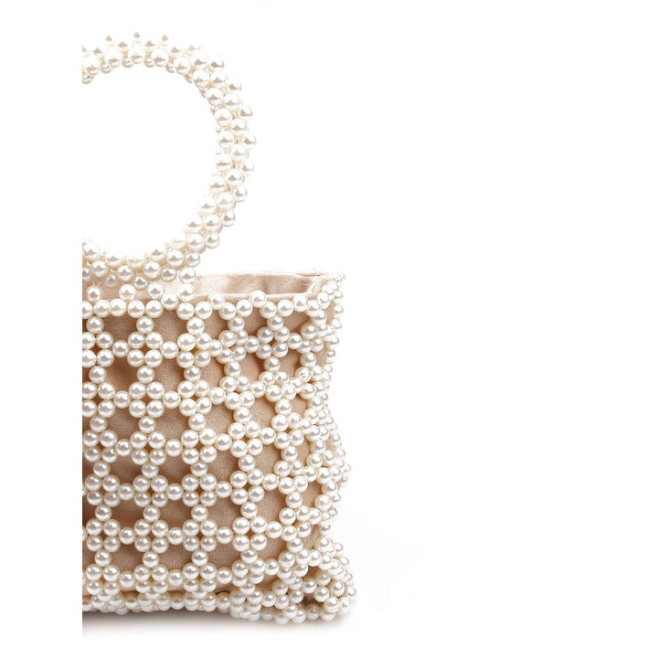 Odette Women White Pearl Embellished Clutch Bag