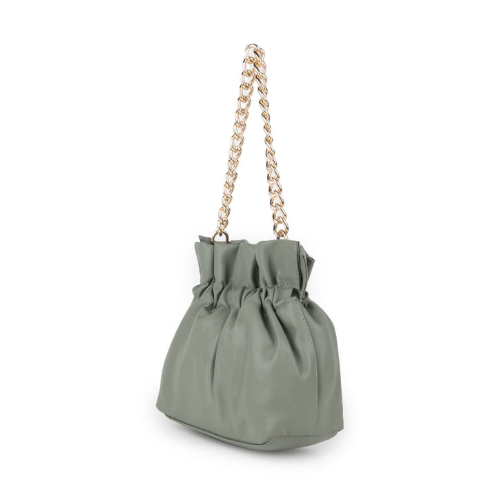 Odette Green Pu Solid Hand Bag For Women