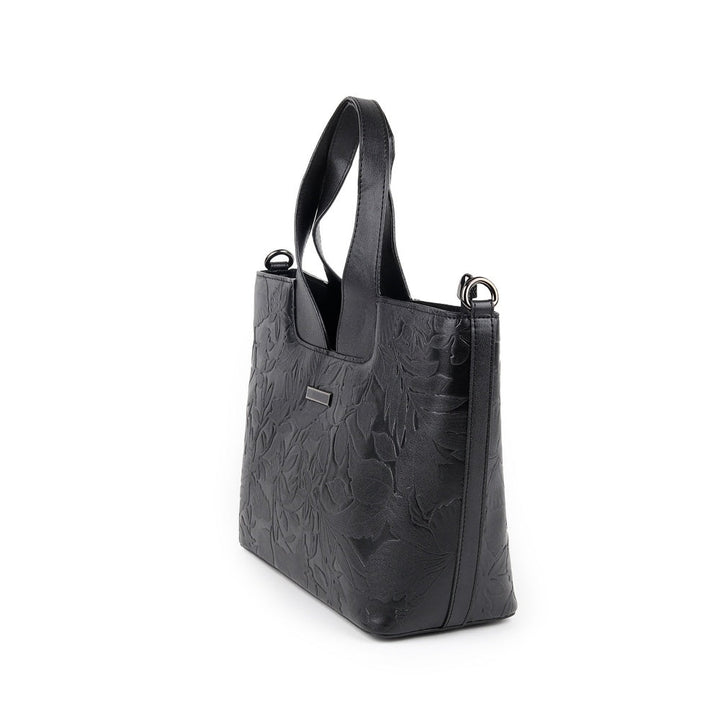 Odette Women Black Embossed Formal Handbag