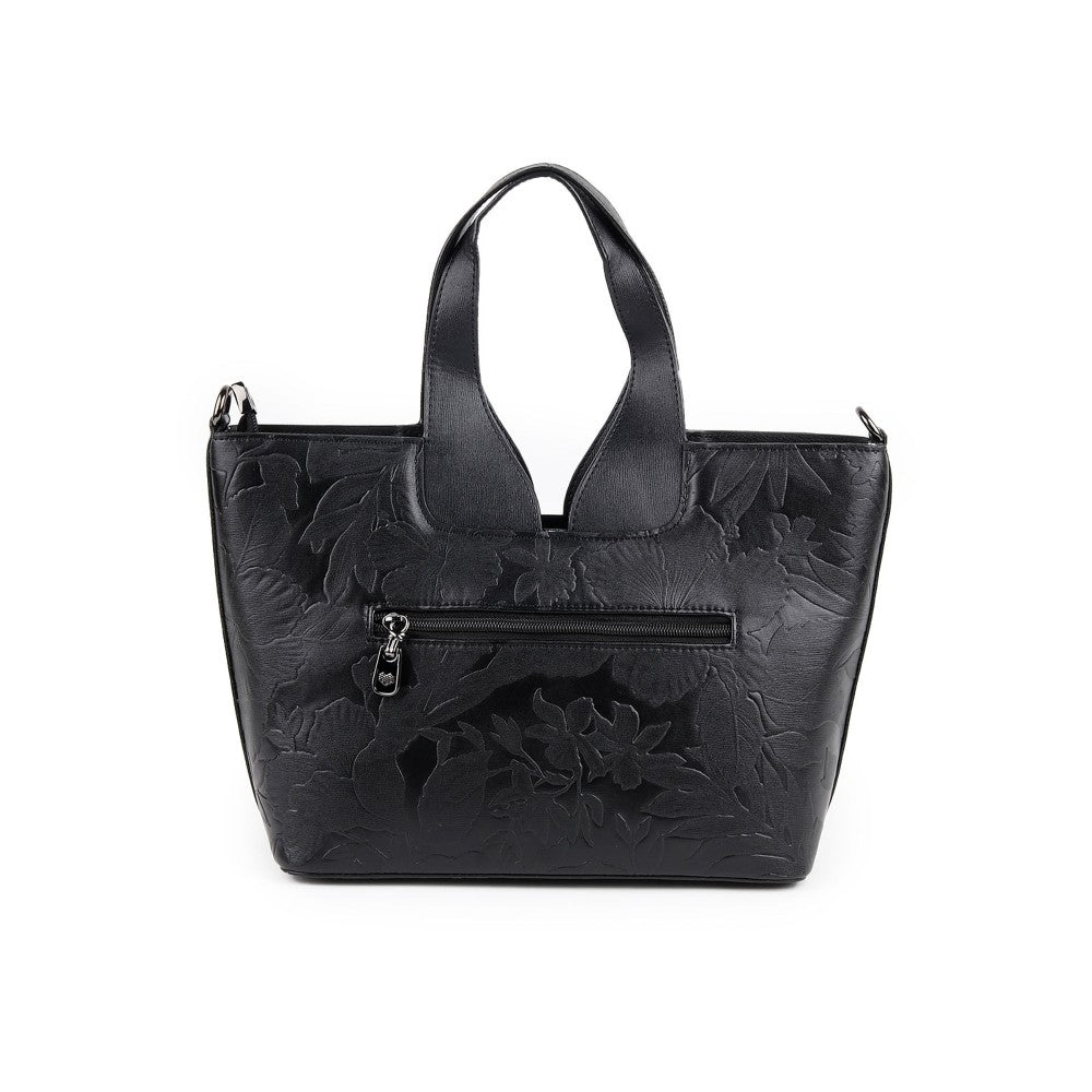 Odette Women Black Embossed Formal Handbag