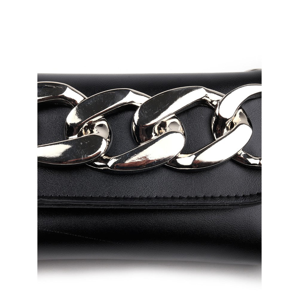 Odette Women Hi-Fashion Black Embellished Pouch Belt Bag