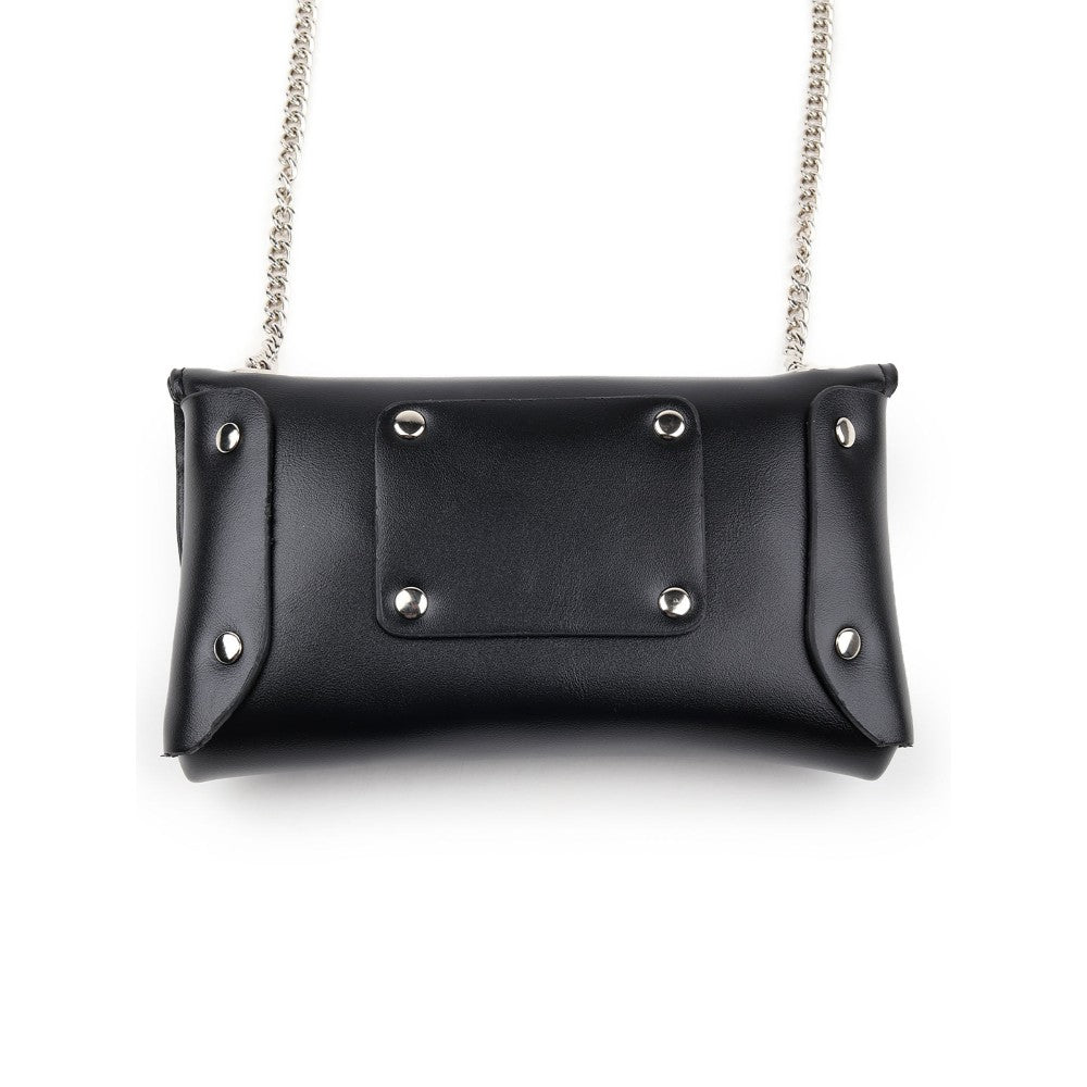 Odette Women Hi-Fashion Black Embellished Pouch Belt Bag