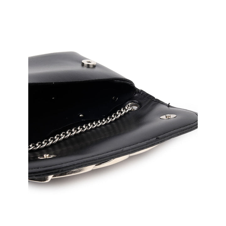 Odette Women Hi-Fashion Black Embellished Pouch Belt Bag