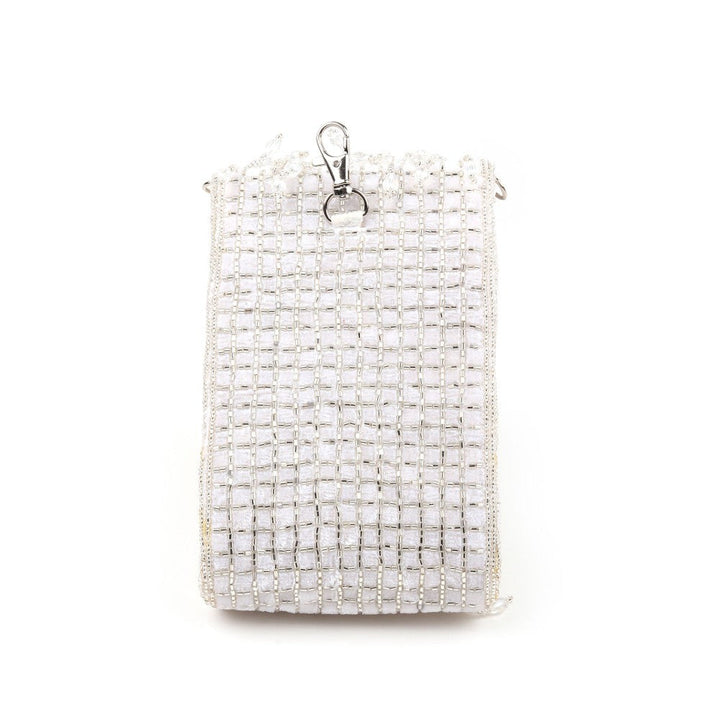 Odette Women White Beads Embellished Clutch