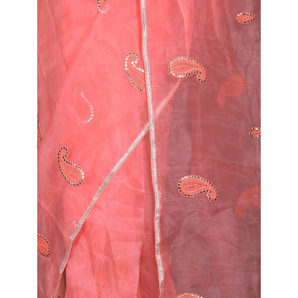 Odette Pink Organza Embroidered Saree without Blouse