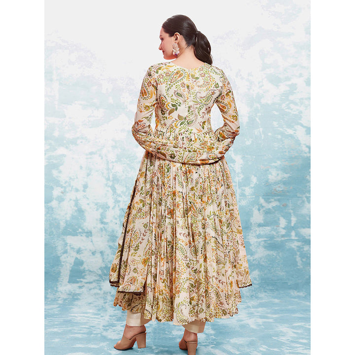 Odette Multi-Colour Georgette Printed Stitched Anarkali Kurta With Pant & Dupatta (Set of 3)