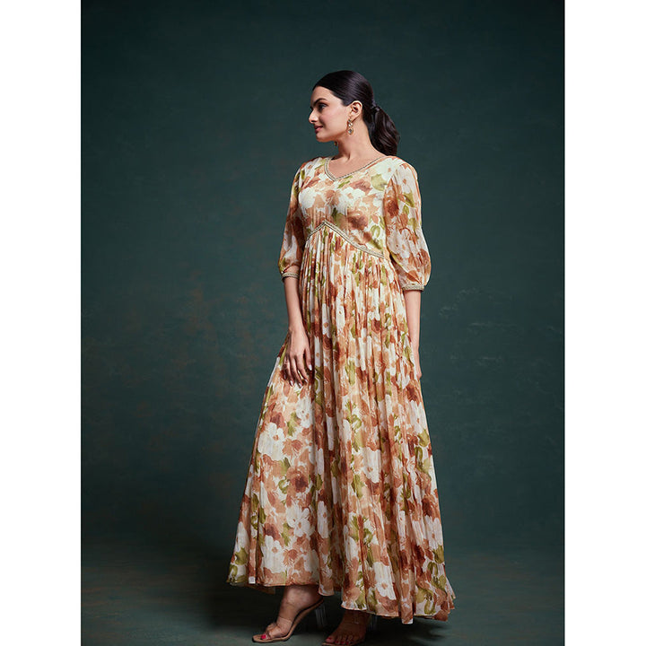 Odette Multi-Colour Georgette Floral Anarkali Kurta