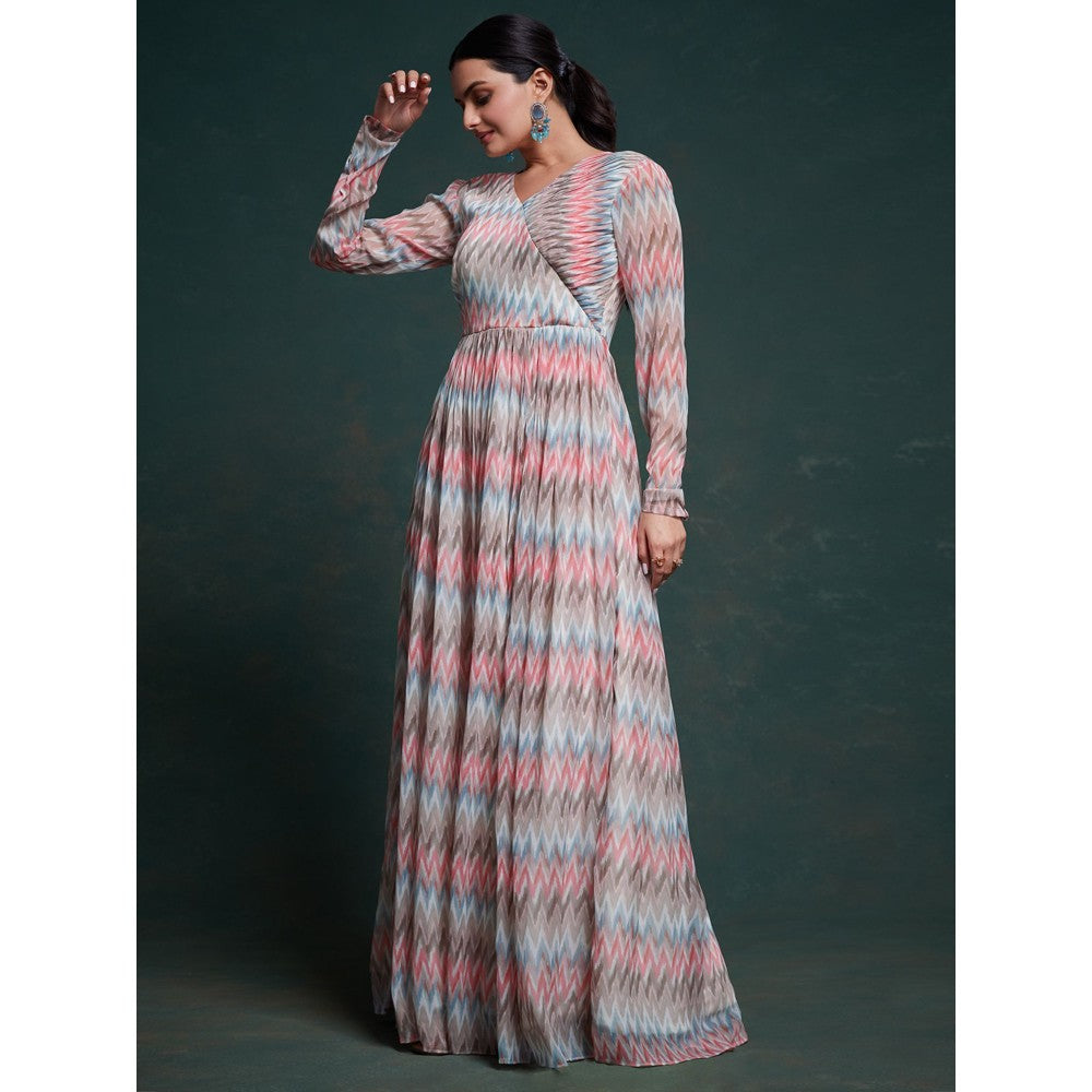 Odette Multi-Colour Georgette Printed Maxi Dress