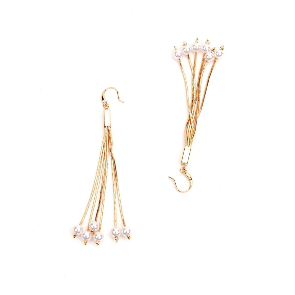 Odette Women White Golden Metal Earrings