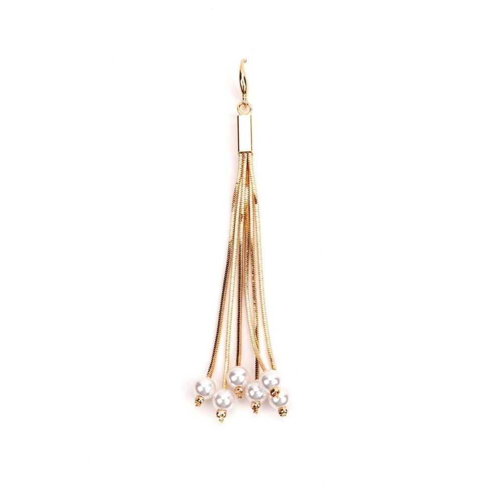 Odette Women White Golden Metal Earrings