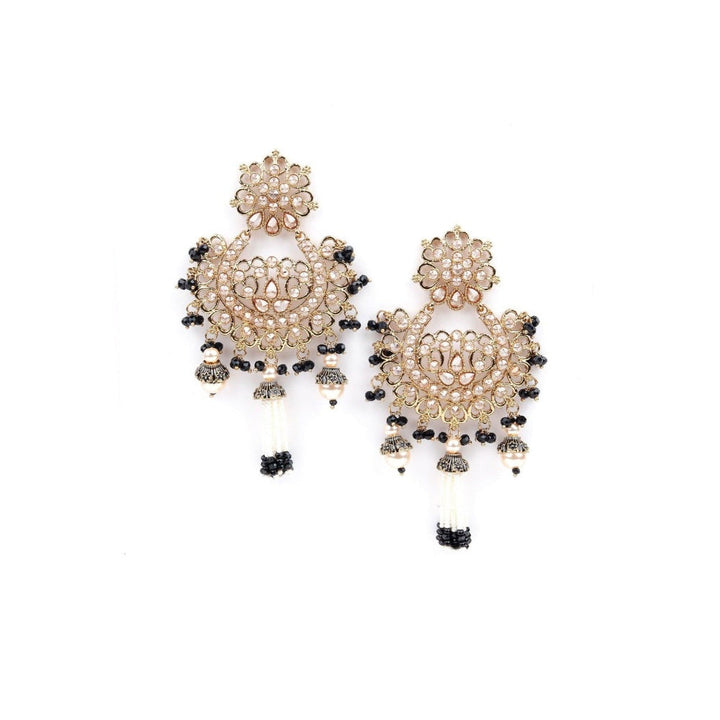 Odette Women Gold And Black Rhinestone Dangle Earrings