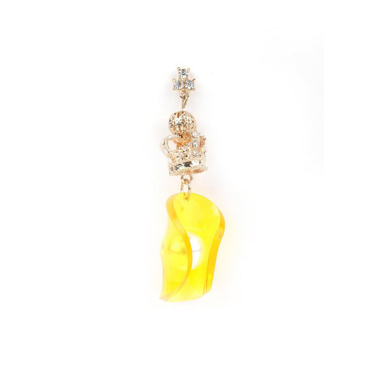 Odette Women Crown Designed On Top With Yellow Twisted Earrings