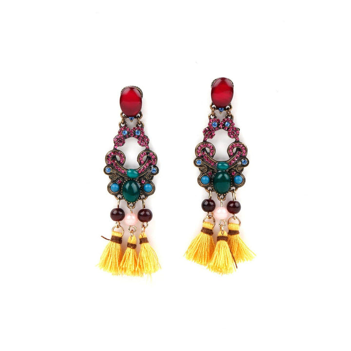 Odette Women Multicolor Drop Earring With Yellow Tassel Hangings