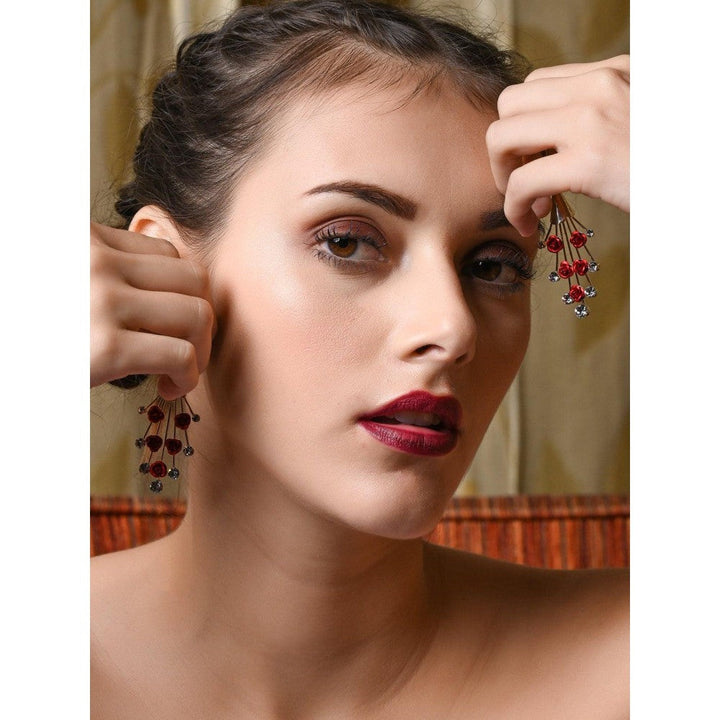 Odette Women Divine Red Dangle Earrings