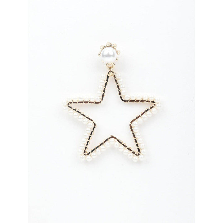 Odette Women White Gold Tone Star Shape Lovable Dangle Earrings