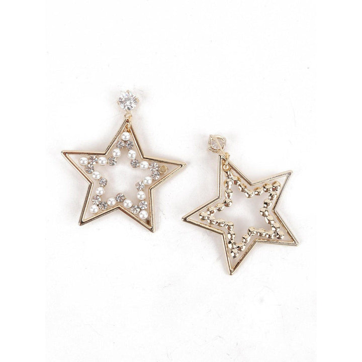 Odette Women Gold Tone Silver Star Shape Dangle Earrings