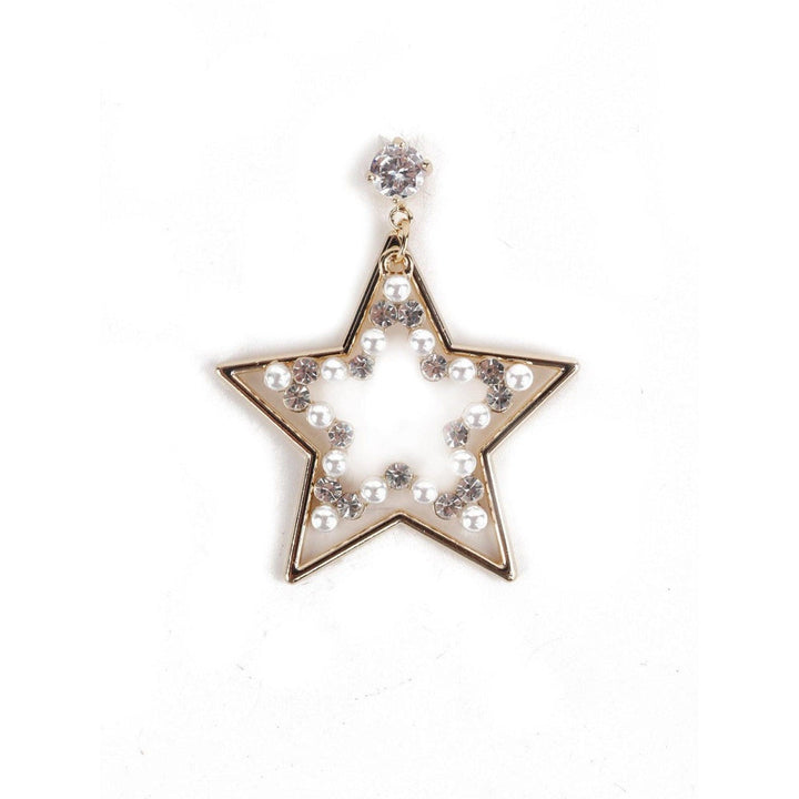 Odette Women Gold Tone Silver Star Shape Dangle Earrings