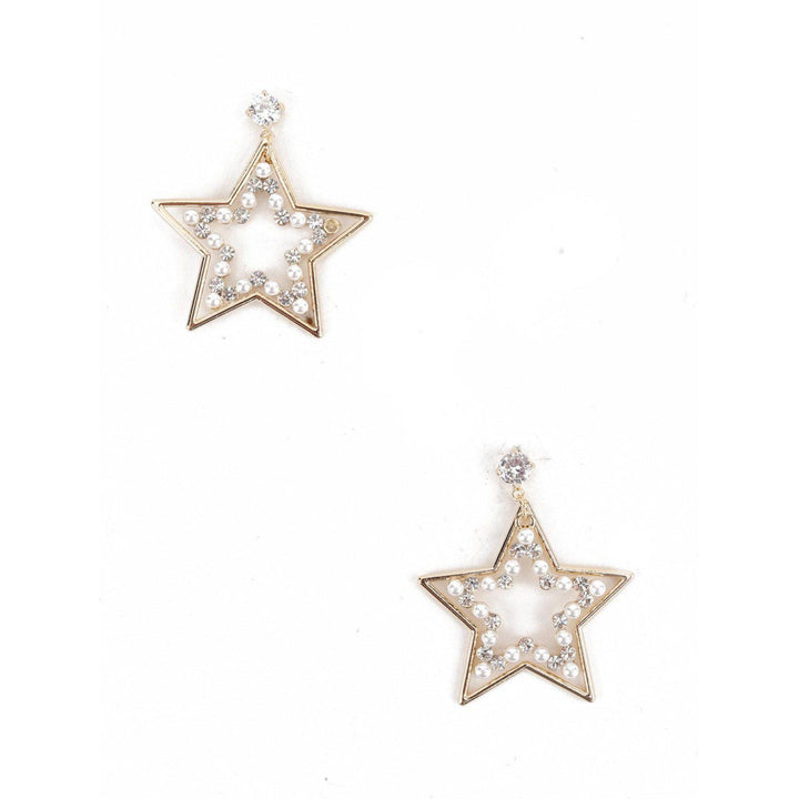 Odette Women Gold Tone Silver Star Shape Dangle Earrings