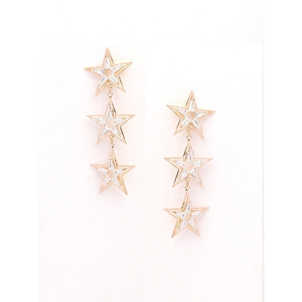 Odette Women Star Shape Gold Tone Dangle Earrings