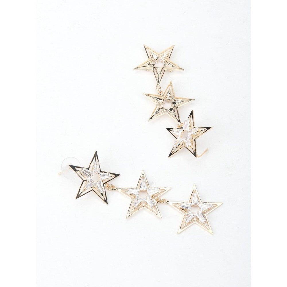 Odette Women Star Shape Gold Tone Dangle Earrings