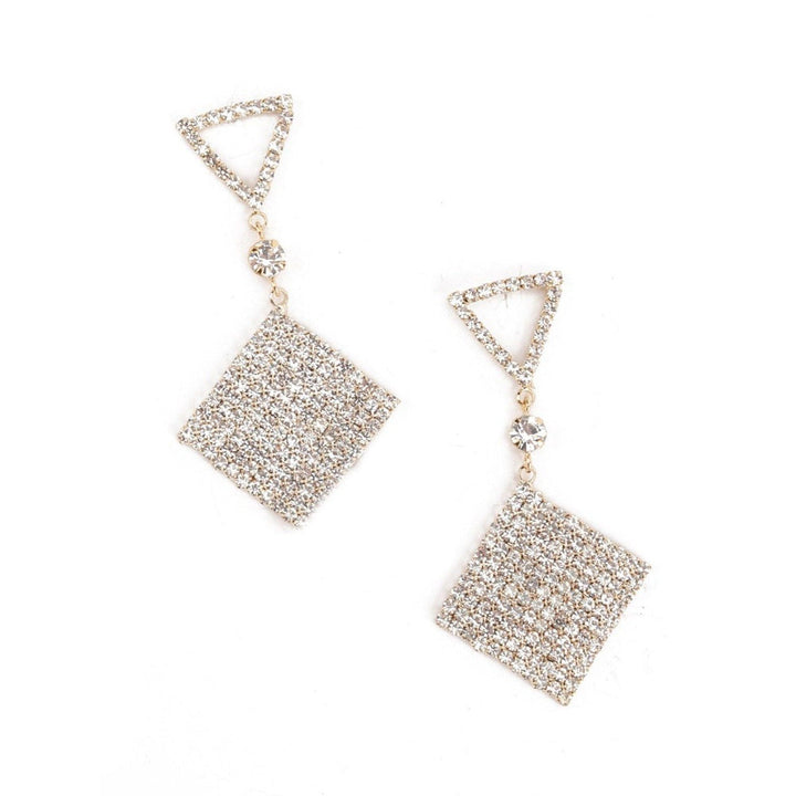 Odette Women White Geometric Shape Gold Dangle Earrings