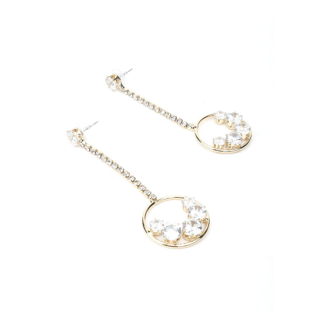 Odette Women Gold Tone Round Drop-Dangle Earrings