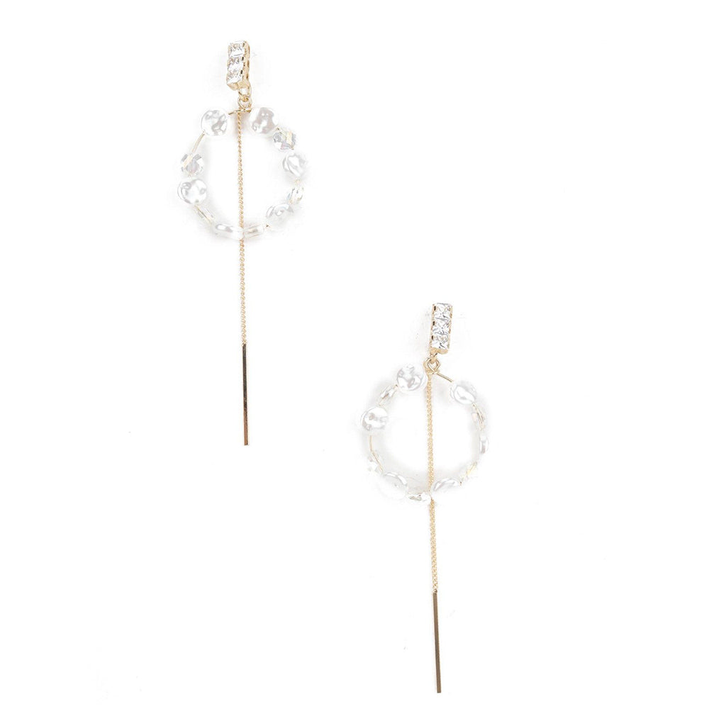 Odette Women White Round Ring Dangle Earrings