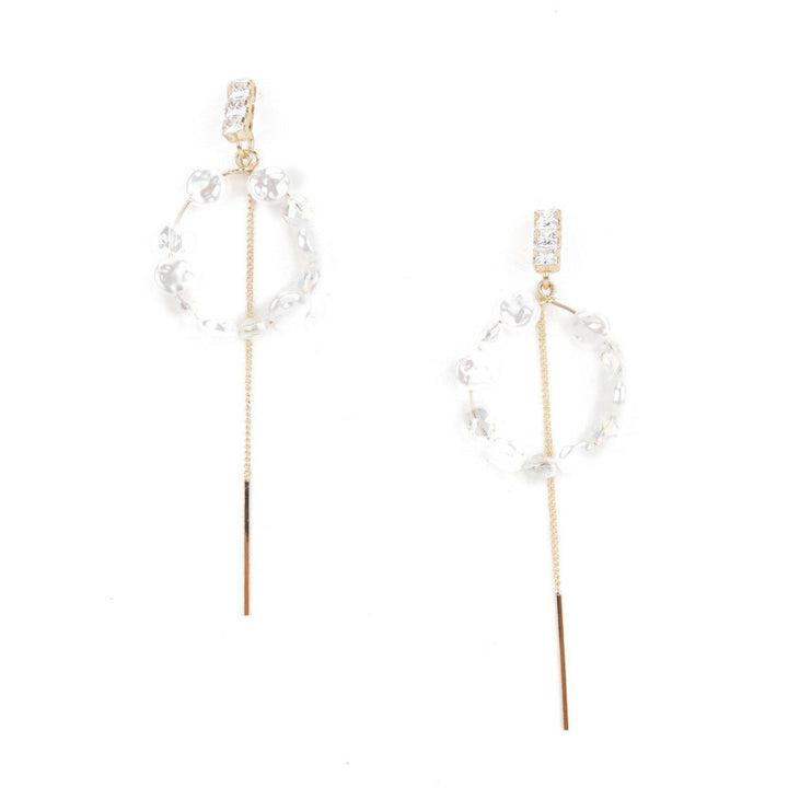 Odette Women White Round Ring Dangle Earrings