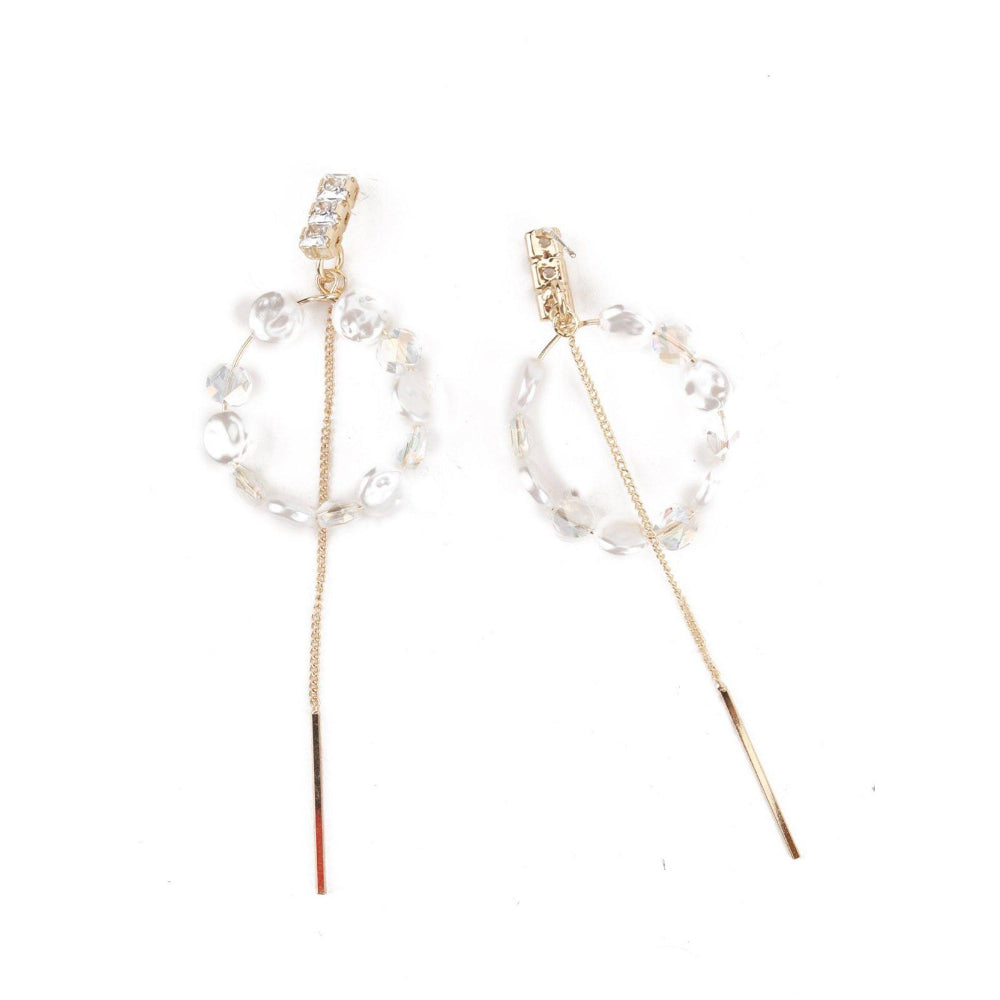 Odette Women White Round Ring Dangle Earrings