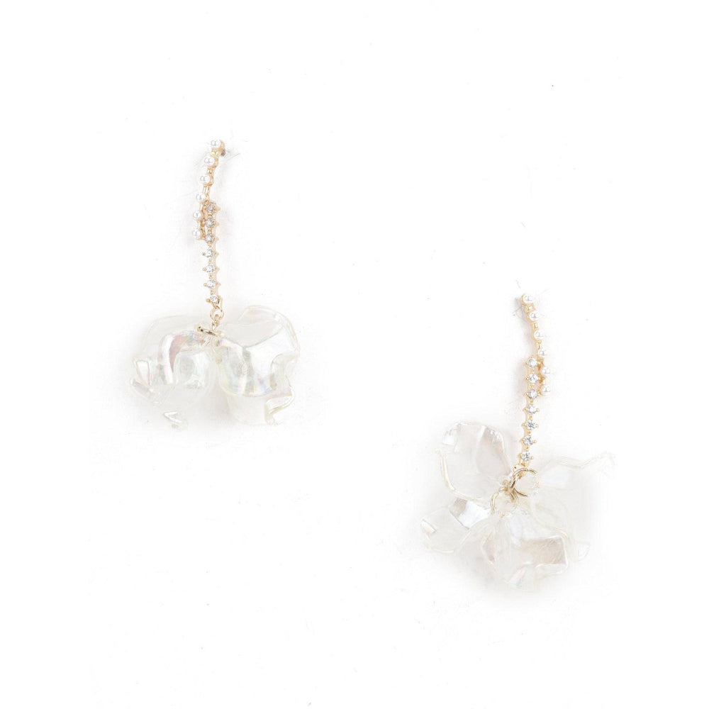 Odette Women Clear White Floral Dangle Earrings