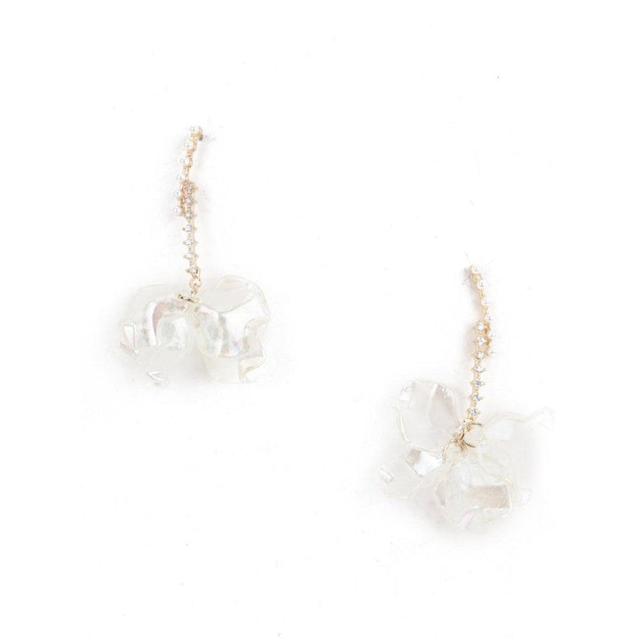 Odette Women Clear White Floral Dangle Earrings