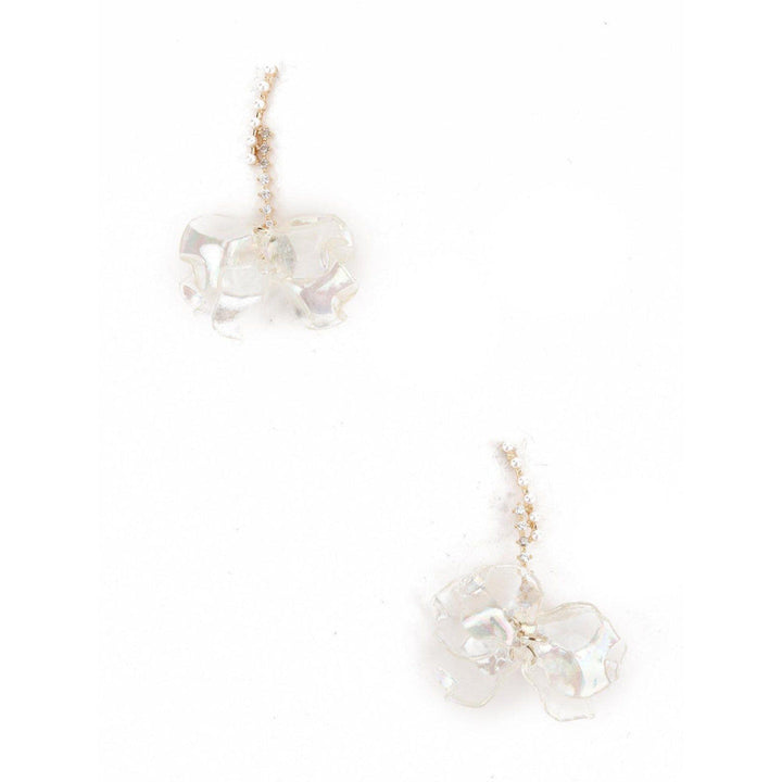 Odette Women Clear White Floral Dangle Earrings